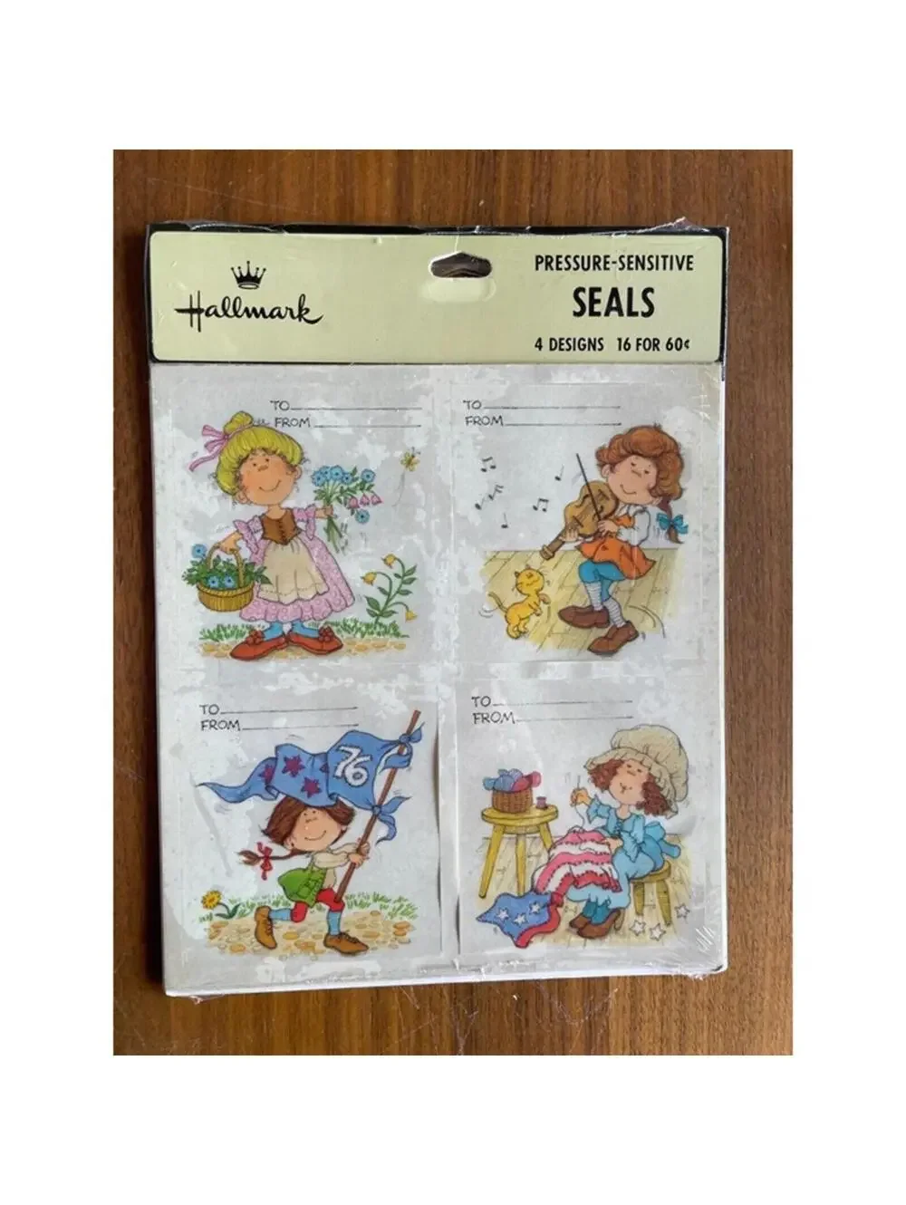 Hallmark Pressure Sensitive Seals Betsy Ross Gardening Cat & Fiddle Stickers